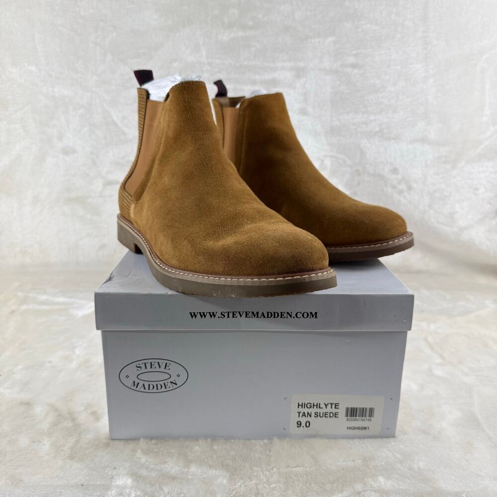 Steve Madden Highlyte Suede Leather Chelsea Boots Men's Size 9M Tan